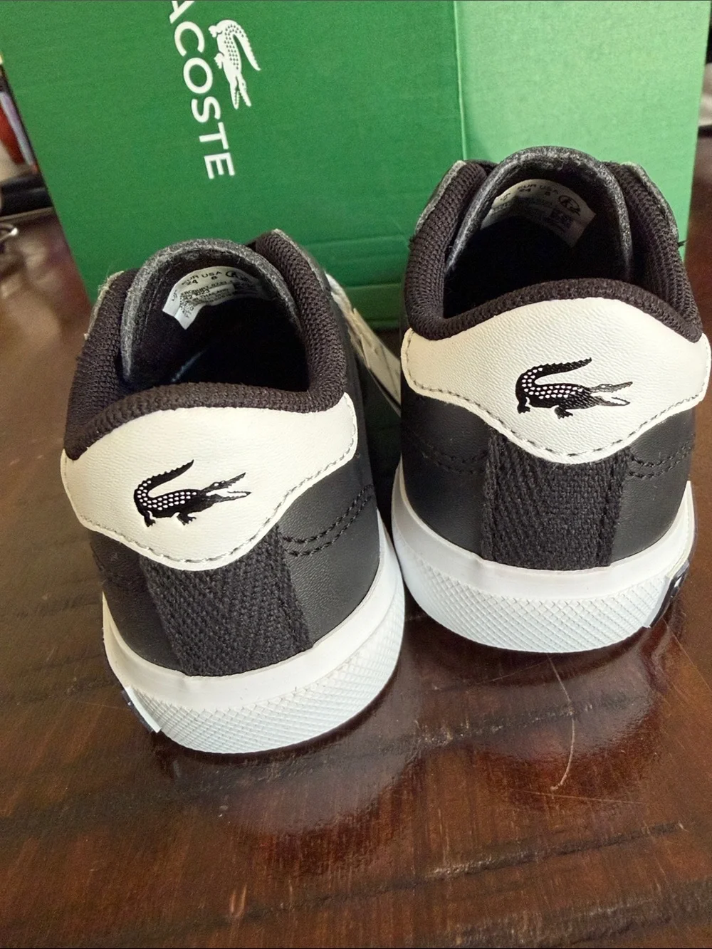 Lacoste Kids Black and White Low-Top Sneakers